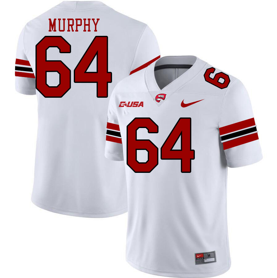 Western Kentucky Hilltoppers #64 Vincent Murphy College Football Jerseys Stitched Sale-White